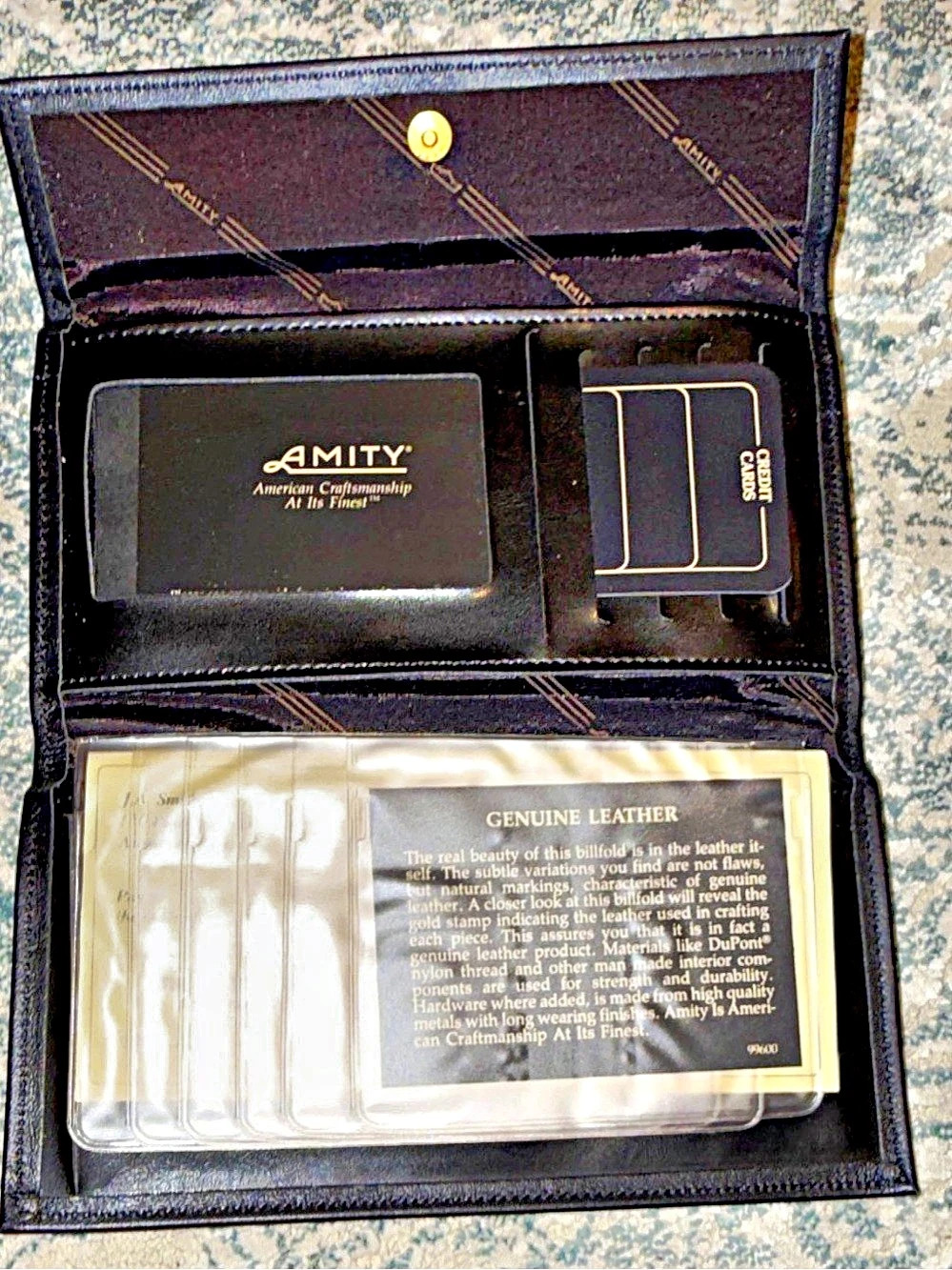 Amity Cowhide Leather Wallet in Black made in USA